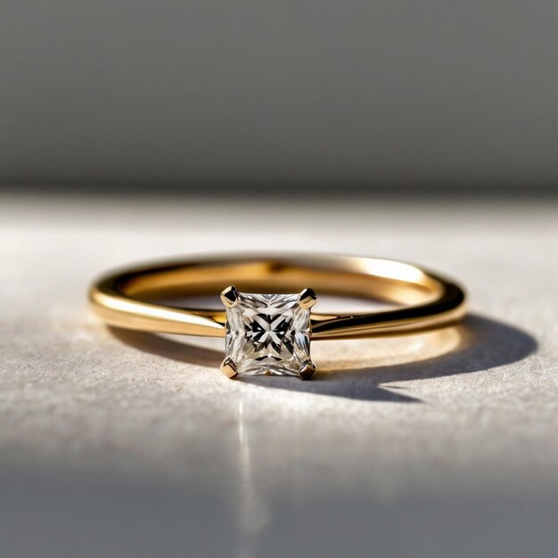 Photo a gold ring with a diamond on it