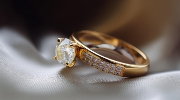 A gold ring with diamonds on it