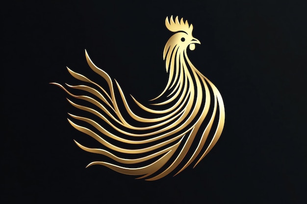 a gold rooster is on a black background