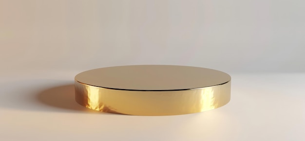 Photo gold round object on white background closeup shot with highlight