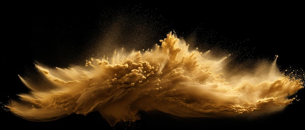 Gold sand explosion isolated on white background