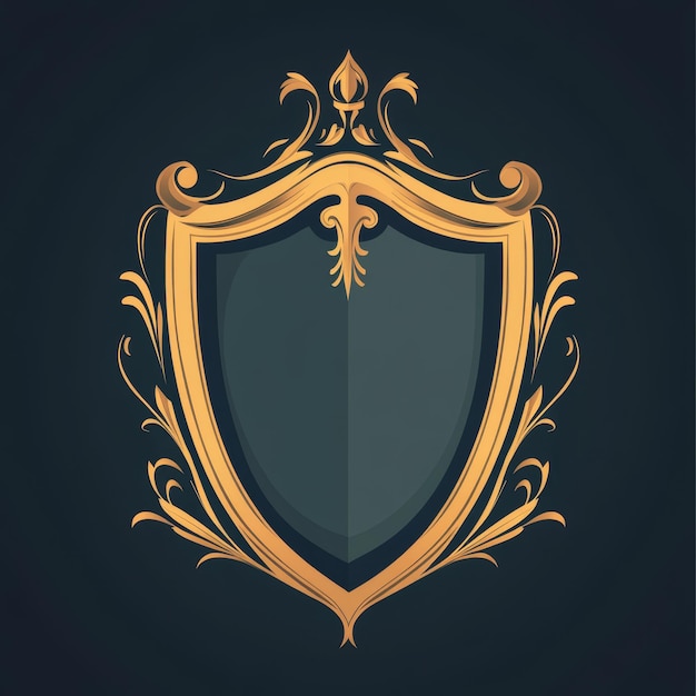 Gold shield on a black background Vector illustration for your design