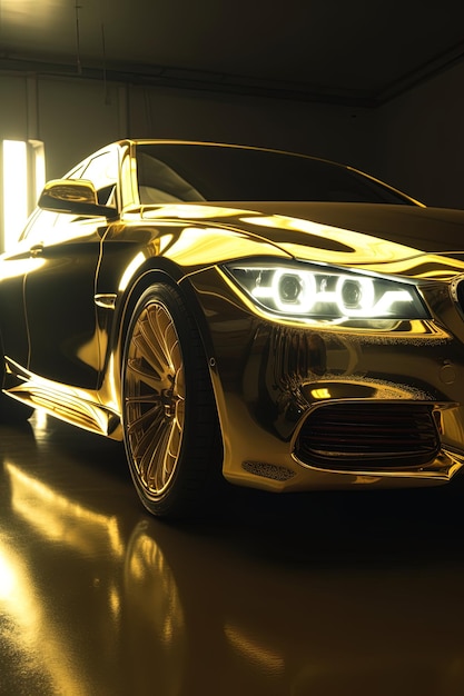 Gold shiny car concept design