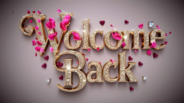 a gold sign that says welcome back back to the words welcome back