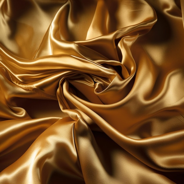 A gold silk fabric that is draping out of it.