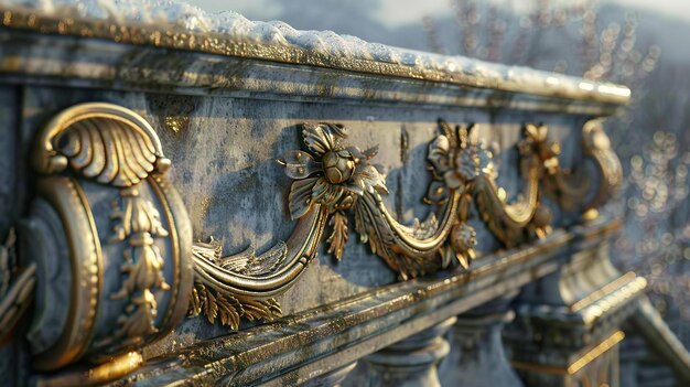 Photo a gold and silver bench with the words  the name  on it