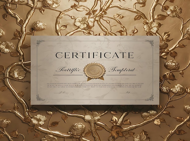 Photo a gold and silver certificate with a gold background that says certificate