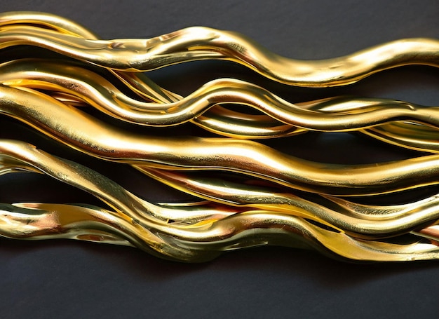 A gold and silver sculpture of a wavy design.