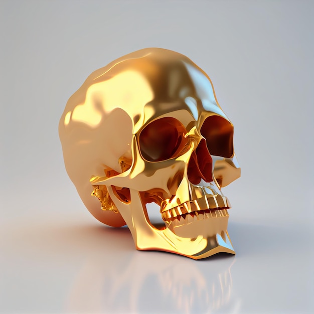 A gold skull with a skull on it