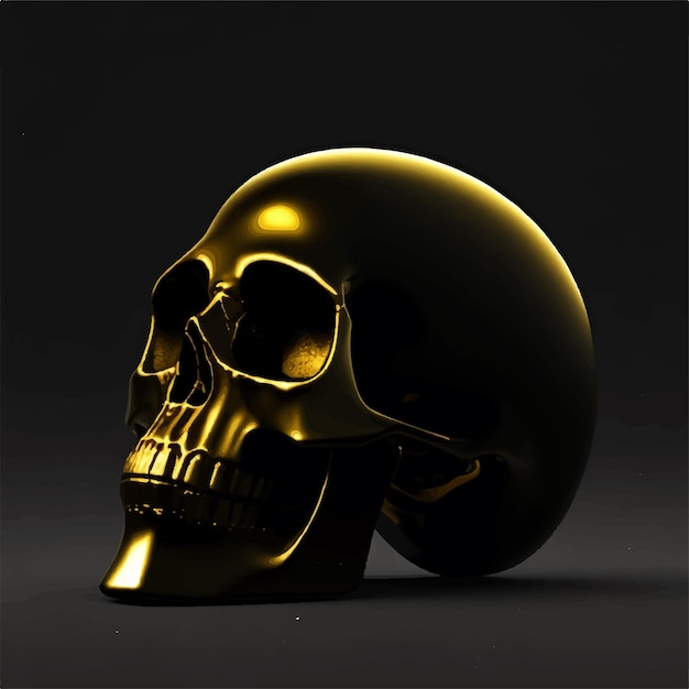 A gold skull with the word skull on it