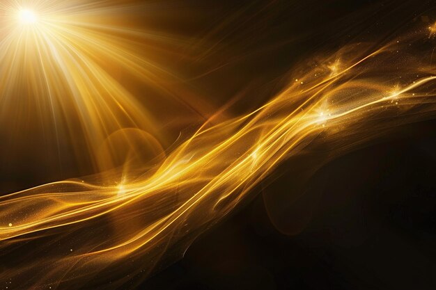 Photo gold smoke against a black background with a gold star