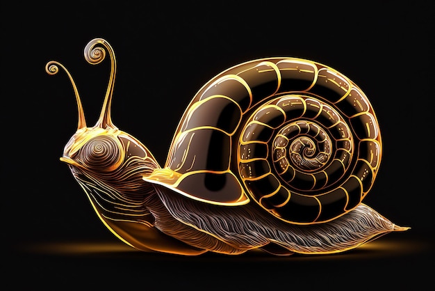 Gold Snail Black Background Wallpaper