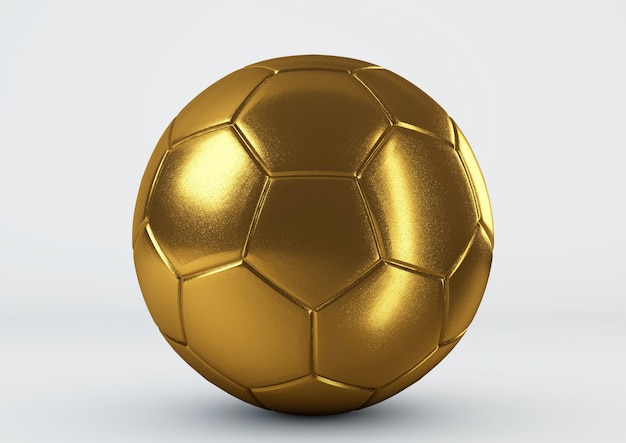 Gold soccer ball on white