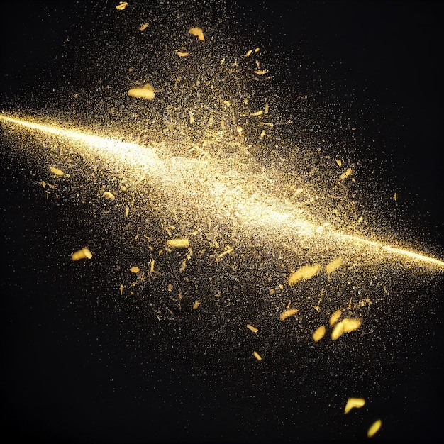 A gold sparkles is being thrown in the air.