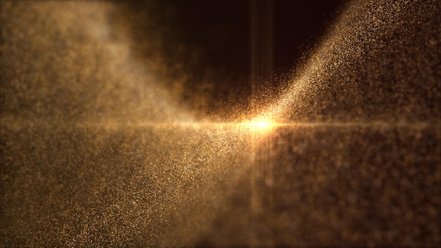 Photo gold sparkling illuminated floating particles for celebration and festive abstract background