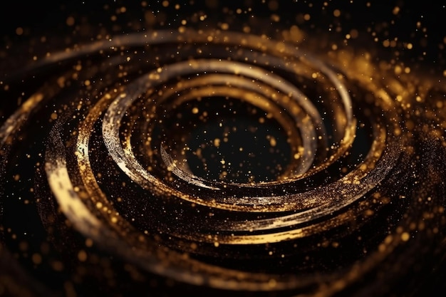 Gold spirals on a black background