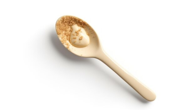 A gold spoon with a golden substance on it.