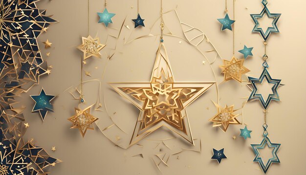 a gold star hanging from a gold star