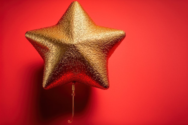 A gold star hanging on a red wall generative AI