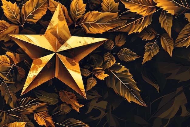 A gold star and leaves