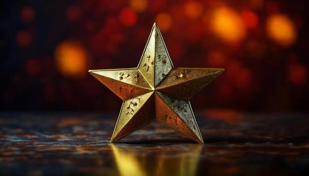 Gold star metal arranging trophy cup christmas star white background