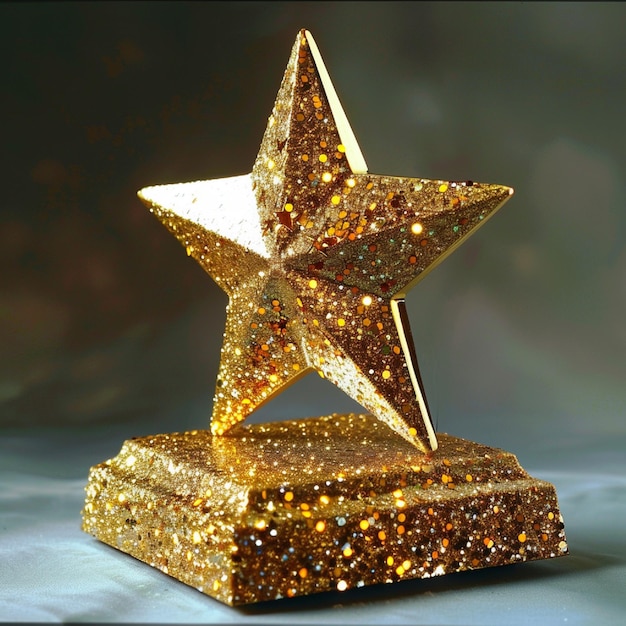 Gold star prize on glimmering shimmers establishment craftsmanship Victor award