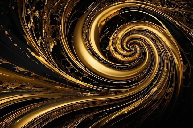 Gold swirl on a black background