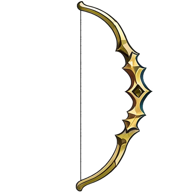 a gold sword with a gold handle and a black arrow