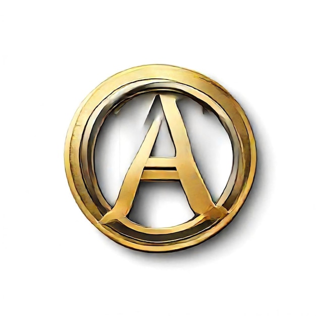 a gold symbol with a black symbol that says a on it