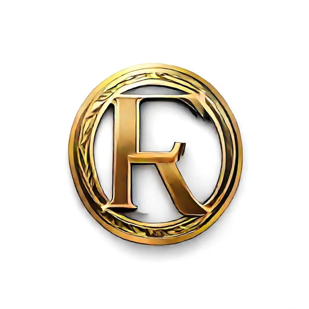 a gold symbol with a gold letter on it