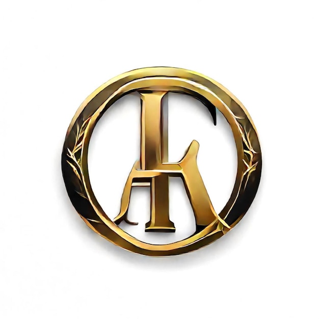 a gold symbol with the letter h on it