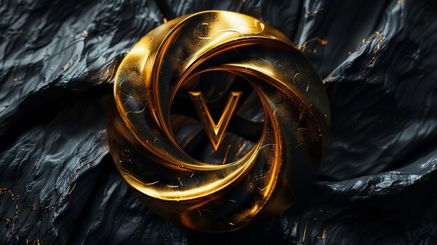 Photo a gold symbol with the letter v on it