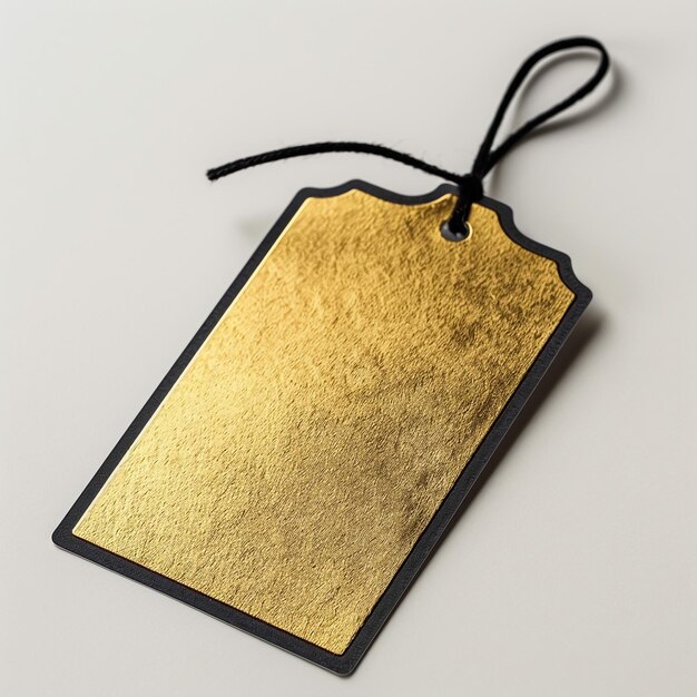 a gold tag with the word  the word  on it