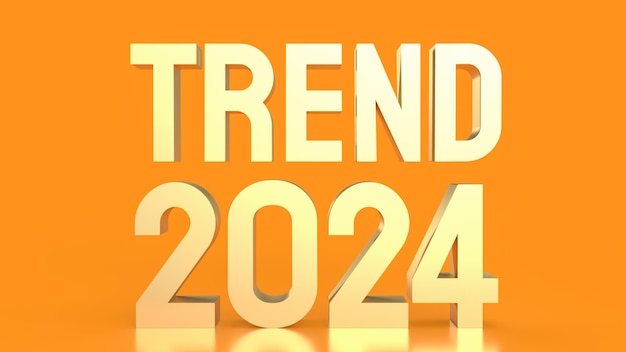 The gold text trend 2024 on orange background 3d rendering