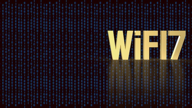 The gold text wifi 7 for internet or technology concept 3d rendering