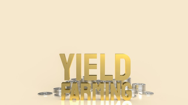 The gold text yield farming for business or finance concept 3d rendering