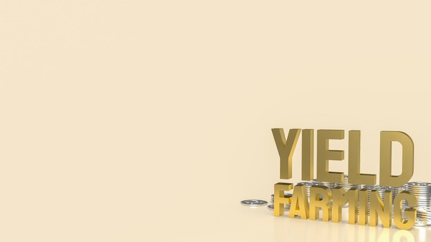 The gold text yield farming for business or finance concept 3d rendering