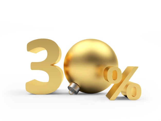 Gold thirty percent discount with Christmas ball