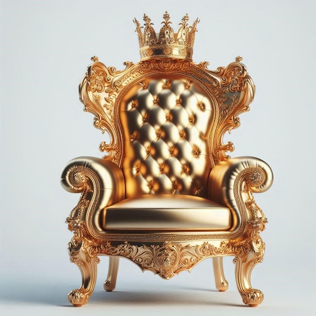 A gold throne with crown beautiful stalish chair