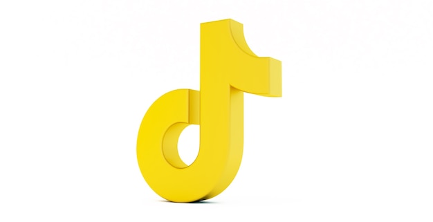 Gold TikTok app icon isolated on a white, Social media network for video