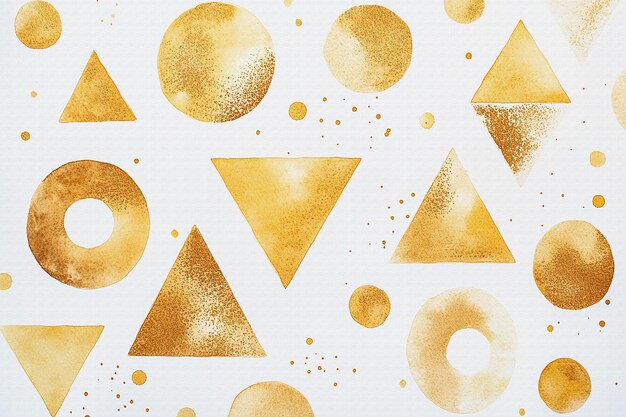 Photo gold triangles on a white background with gold dots