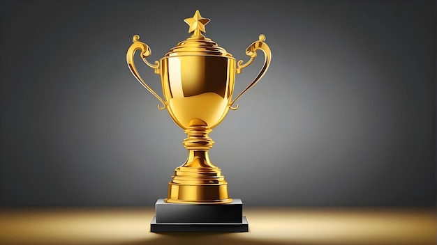 a gold trophy with a star on it