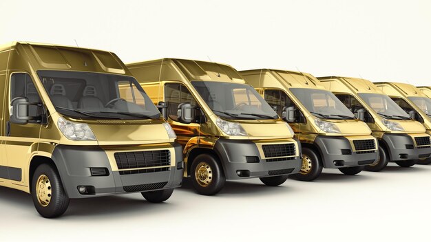 Gold TruckFast shipping 3D rendering