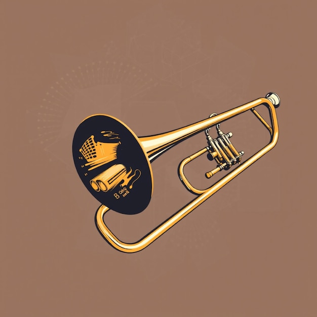 Photo a gold trumpet with a crown on it