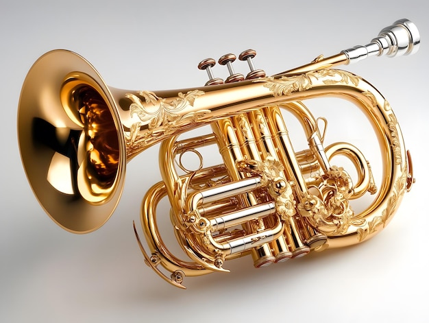 a gold trumpet with a gold band and a gold band