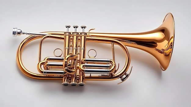 a gold trumpet with a gold band on it