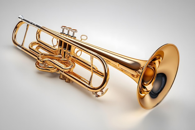 a gold trumpet with the word quot b quot on it