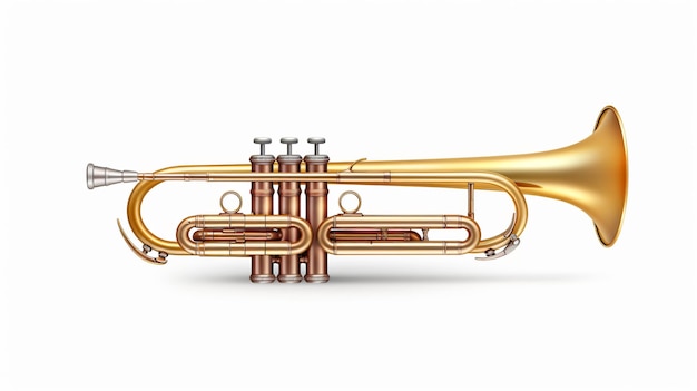 a gold trumpet with the word trumpet on it