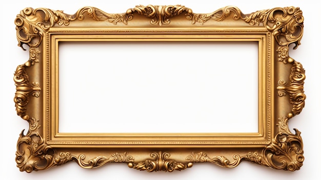 Gold vintage frame isolated on white background