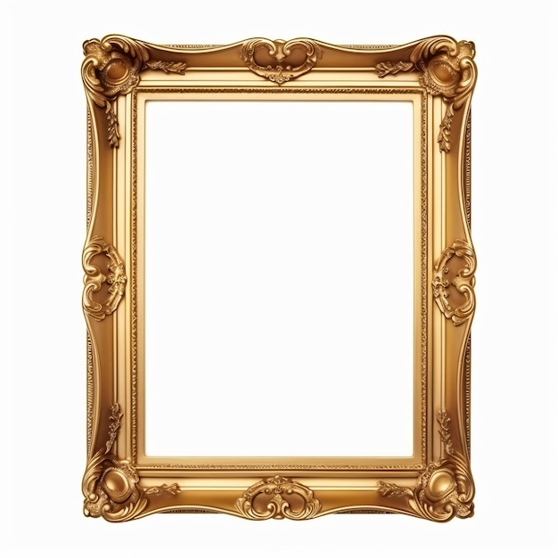 Gold vintage frame isolated on white background